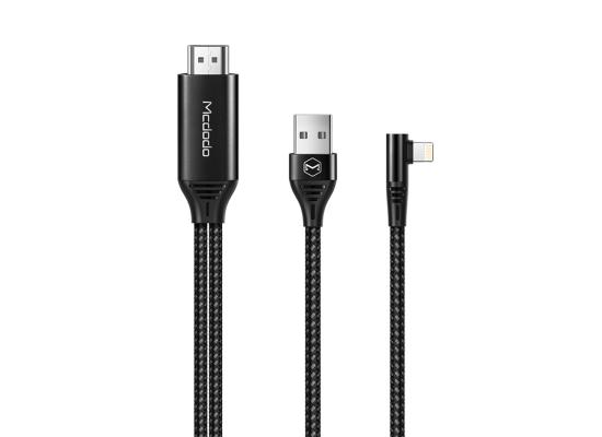 Mcdodo CA-6400 Lightning to HDMI 4K with USB Port HD Adapter TV Cable 2M 90 Degree for iPhone iPad